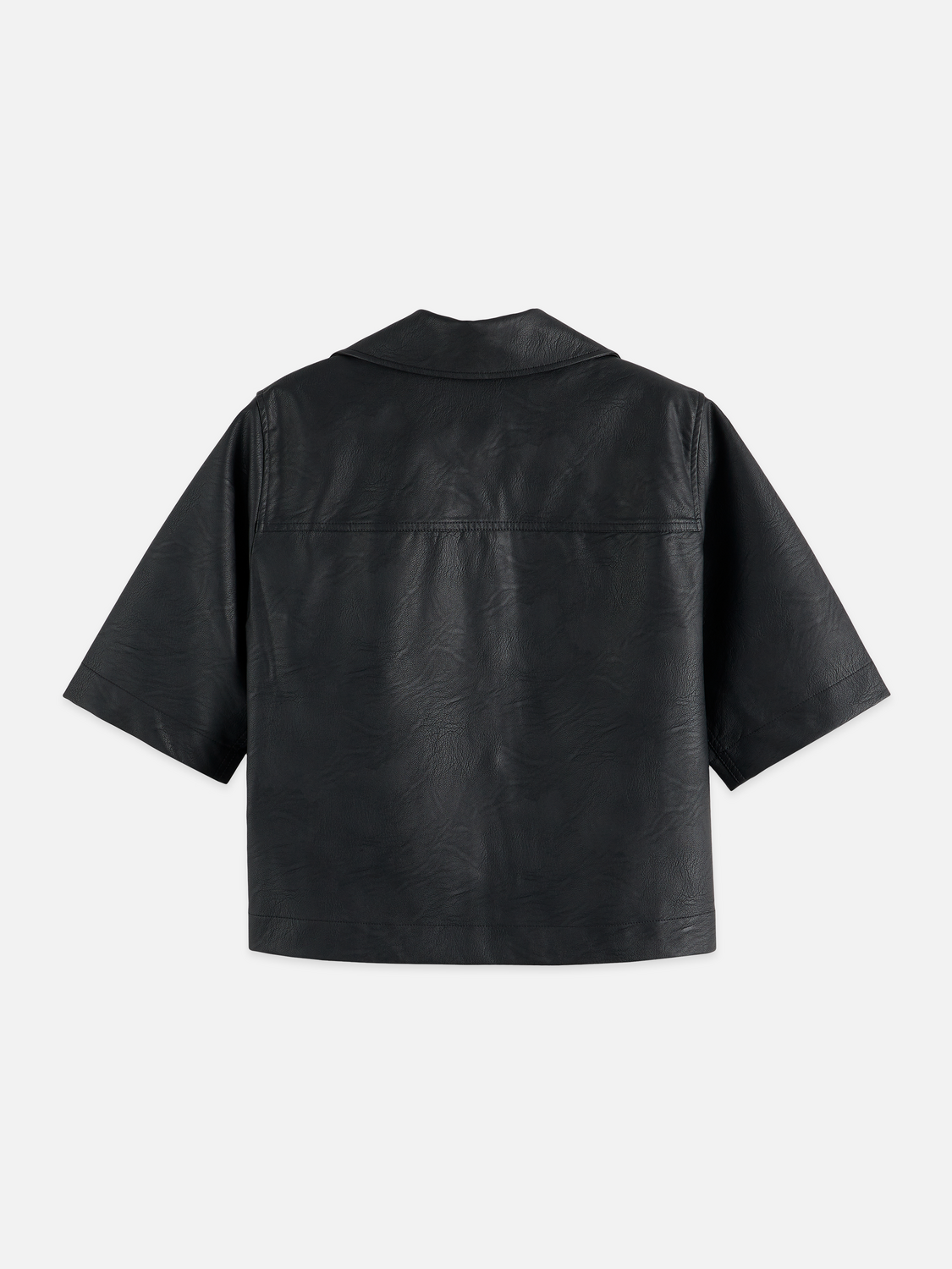Faux leather a-line sleeve shirt