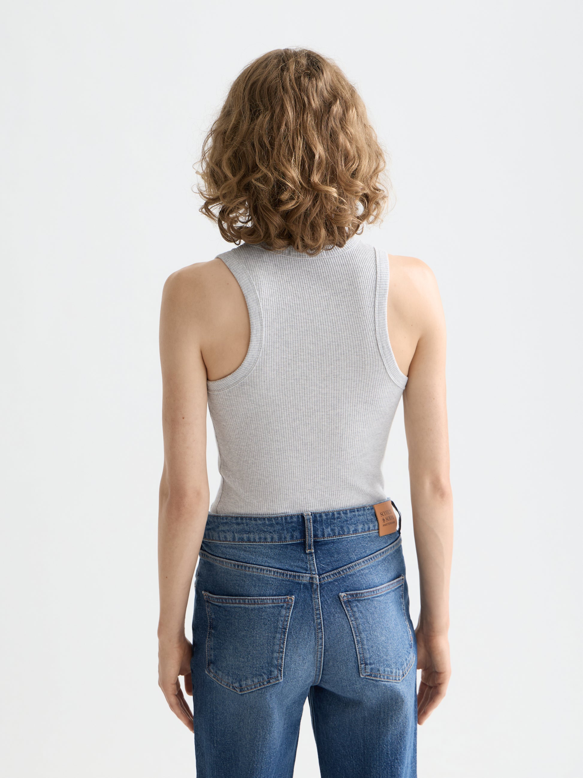Essentials RIB RACER TANK - GREY MELANGE