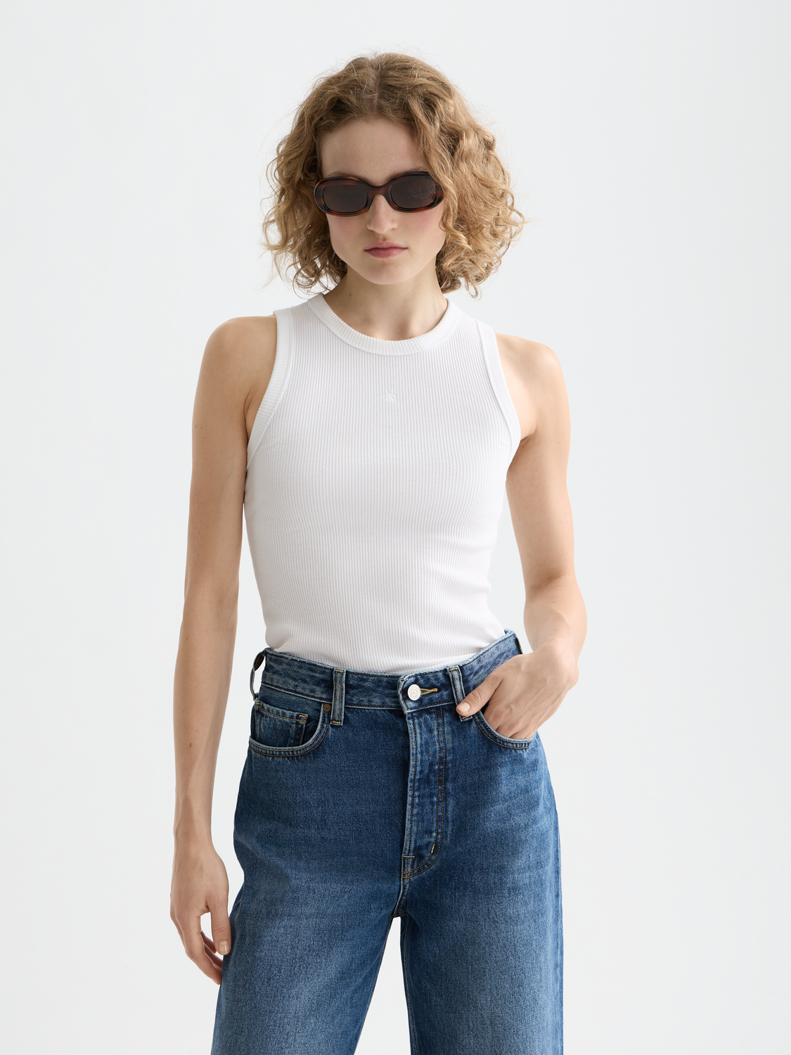 Essentials RIB RACER TANK - WHITE