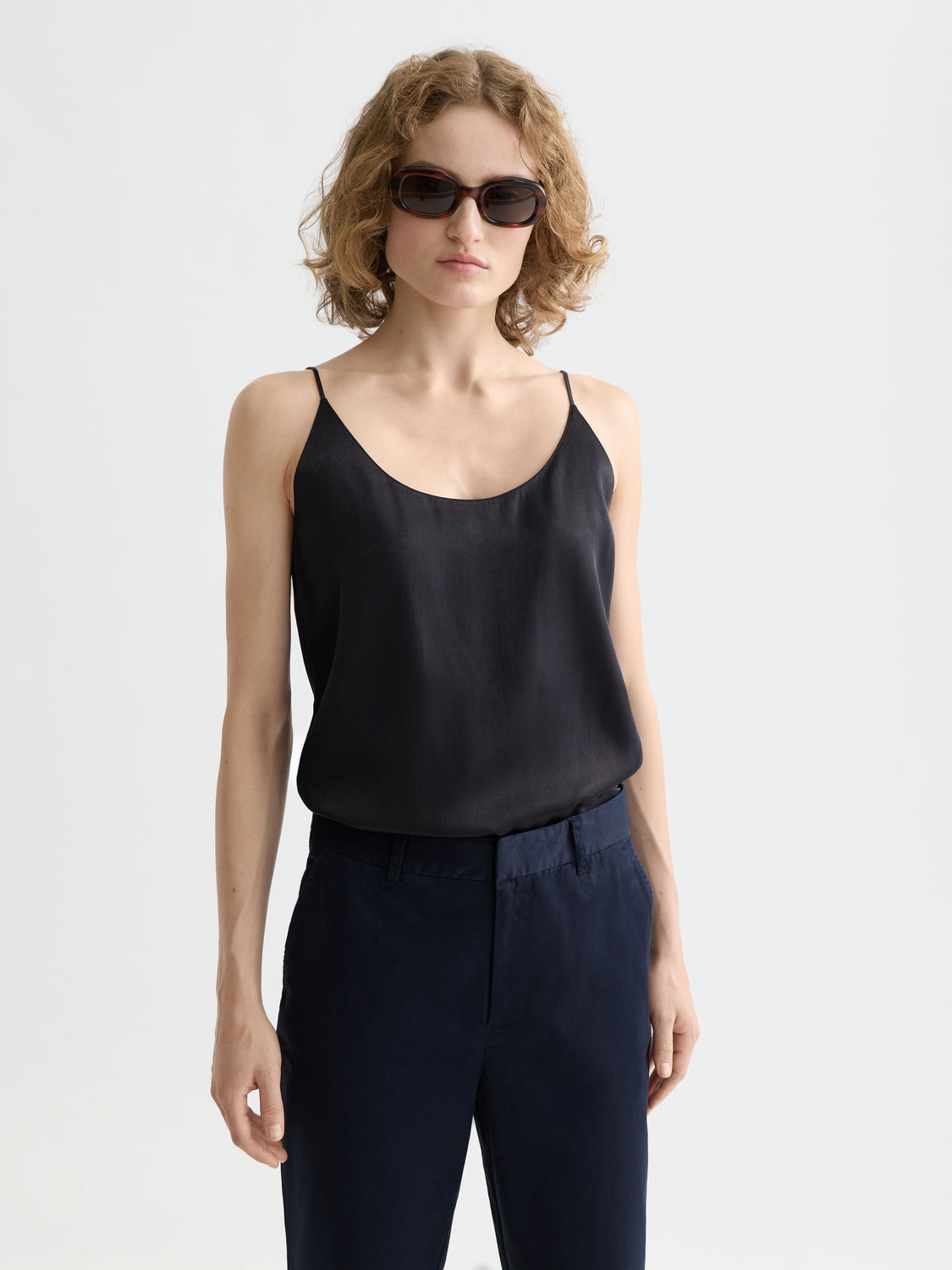 Essentials JERSEY WOVEN TANK - BLACK