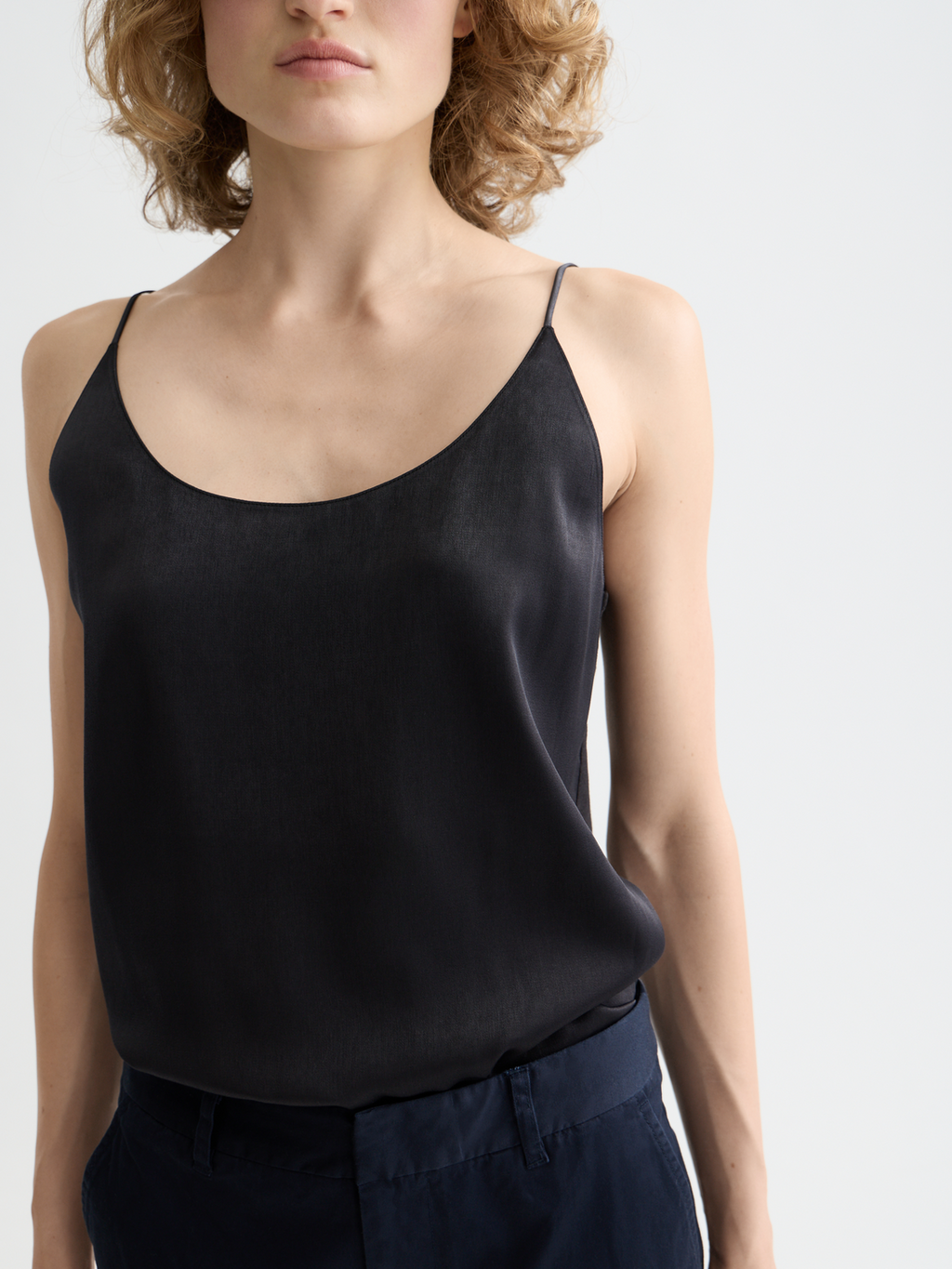 Essentials JERSEY WOVEN TANK - BLACK