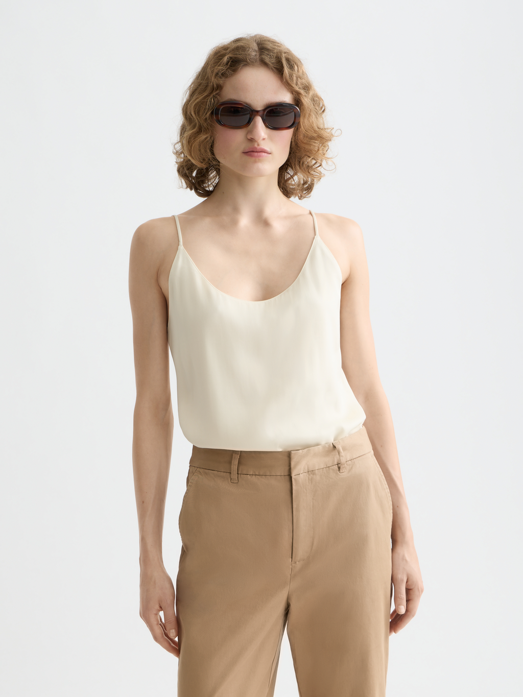 Essentials JERSEY WOVEN TANK - OFF WHITE