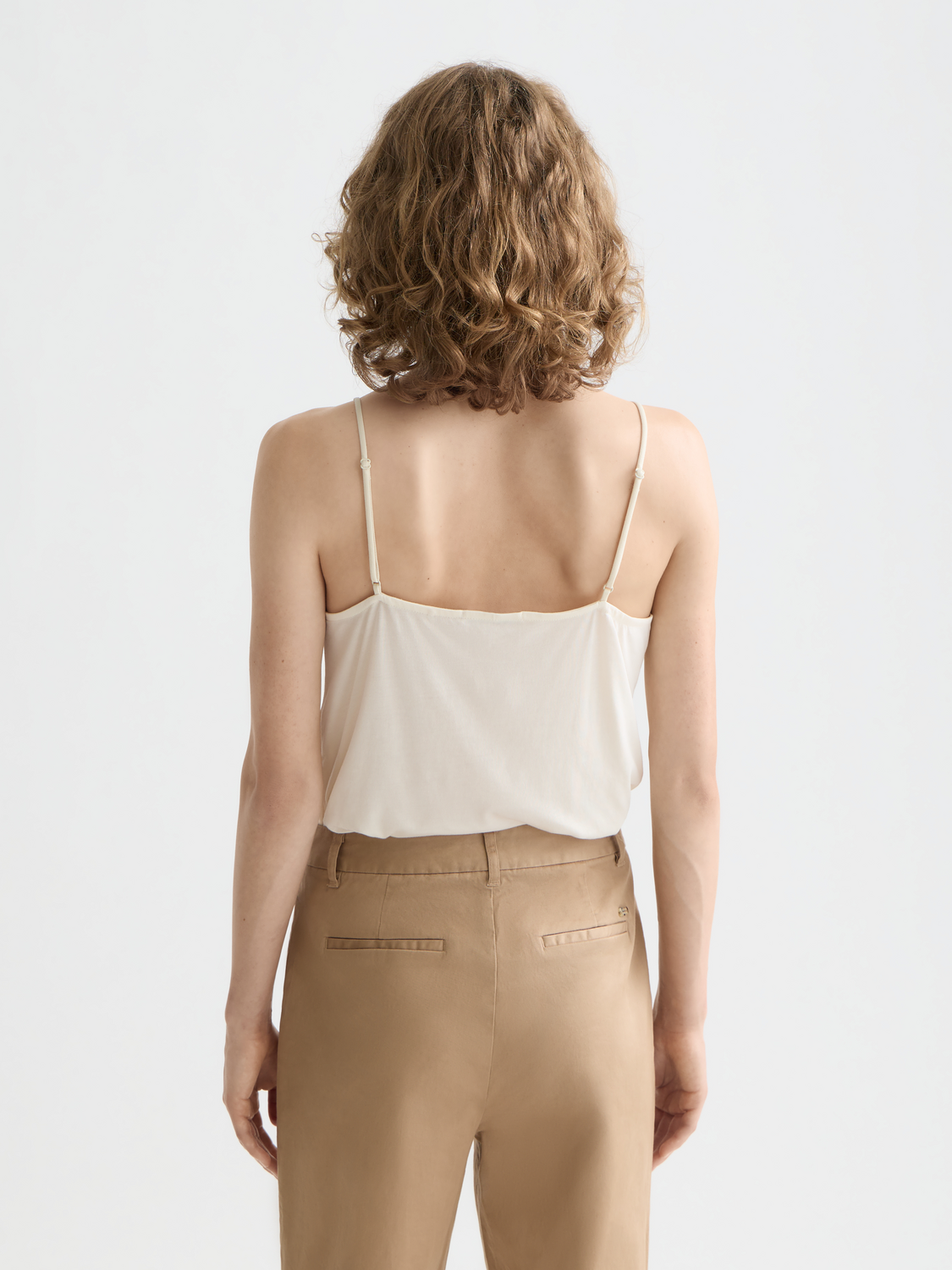 Essentials JERSEY WOVEN TANK - OFF WHITE