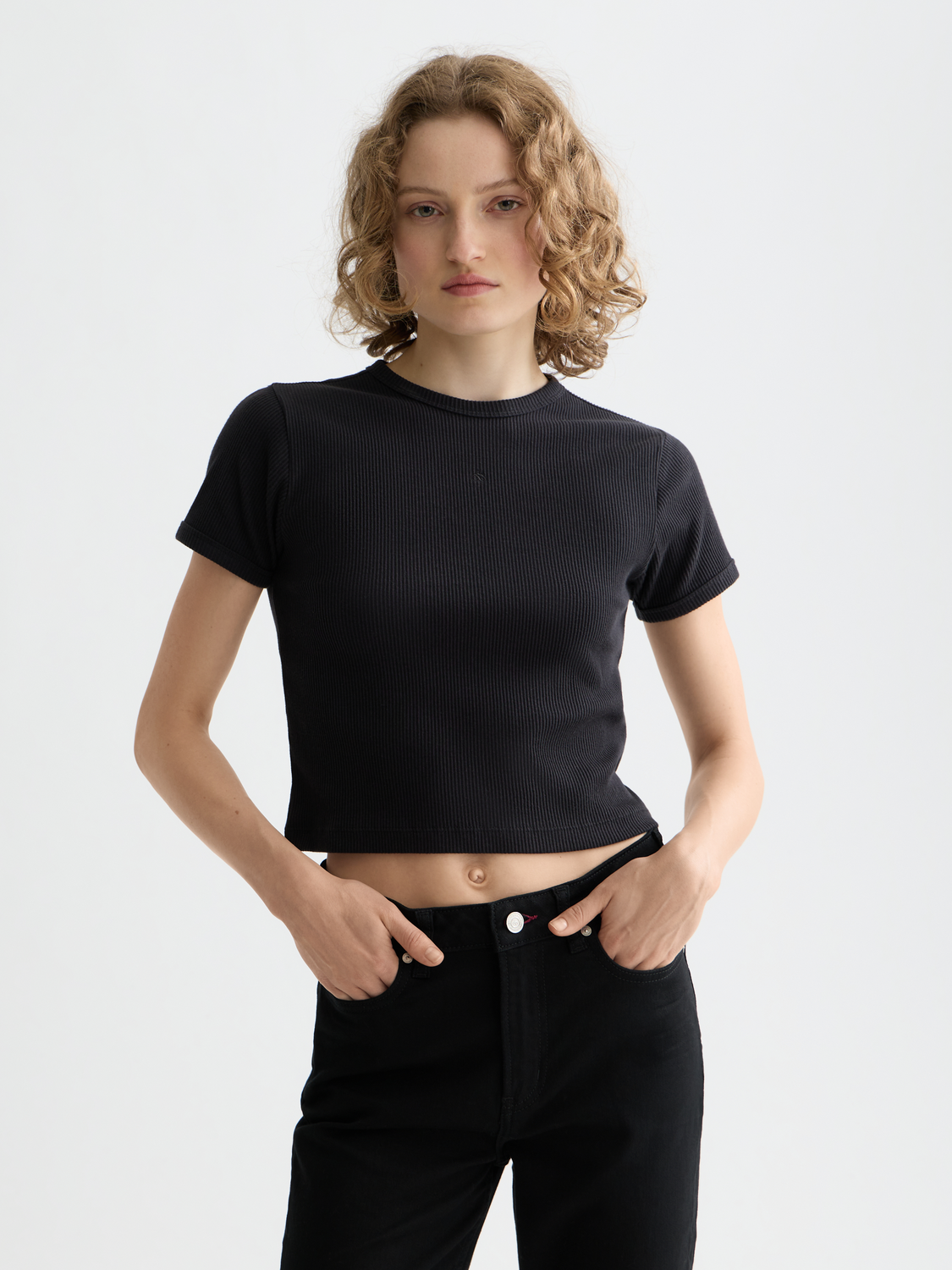 Essentials Baby rib T-shirt - BLACK