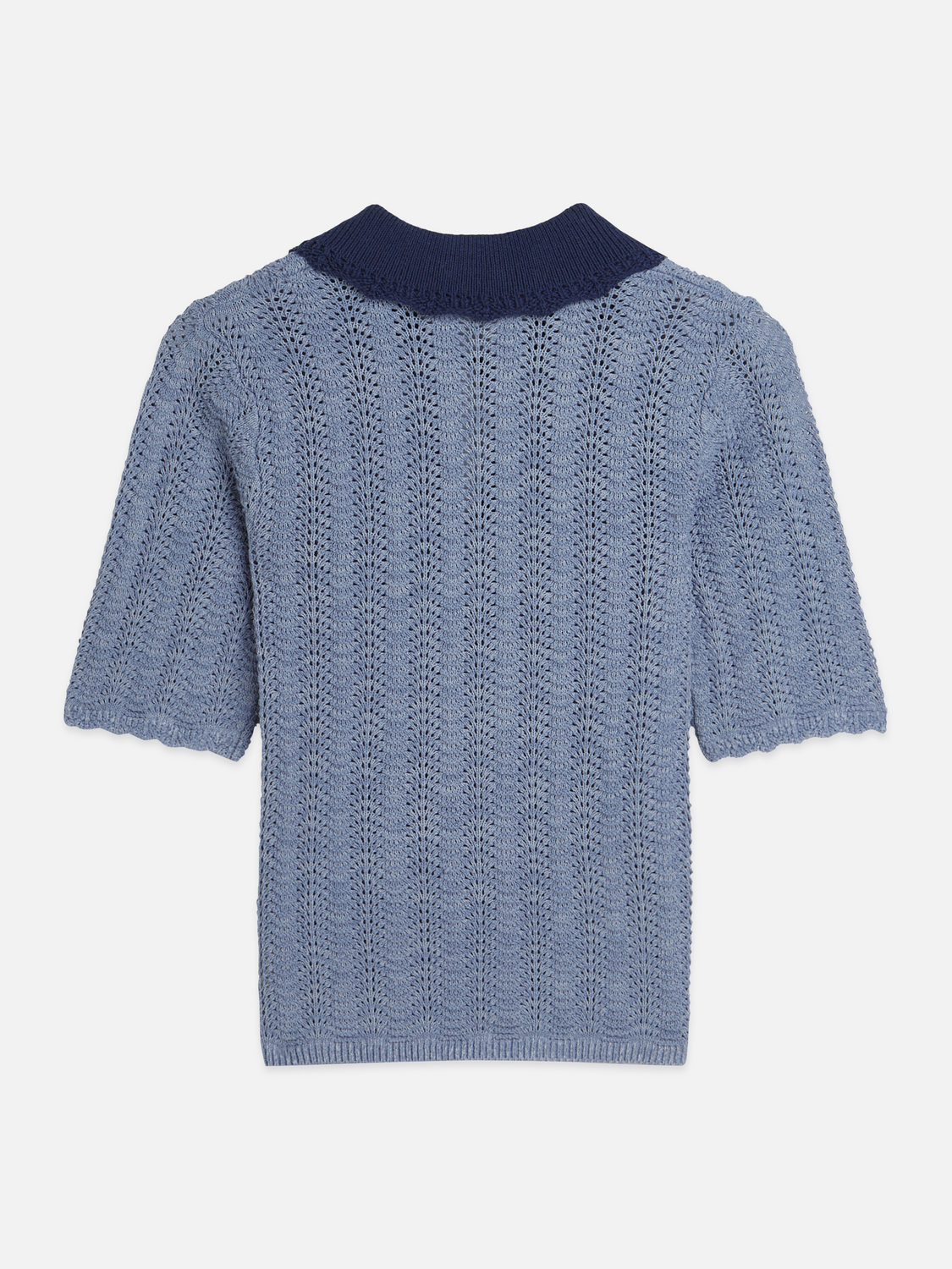 Pointelle collared knitted top
