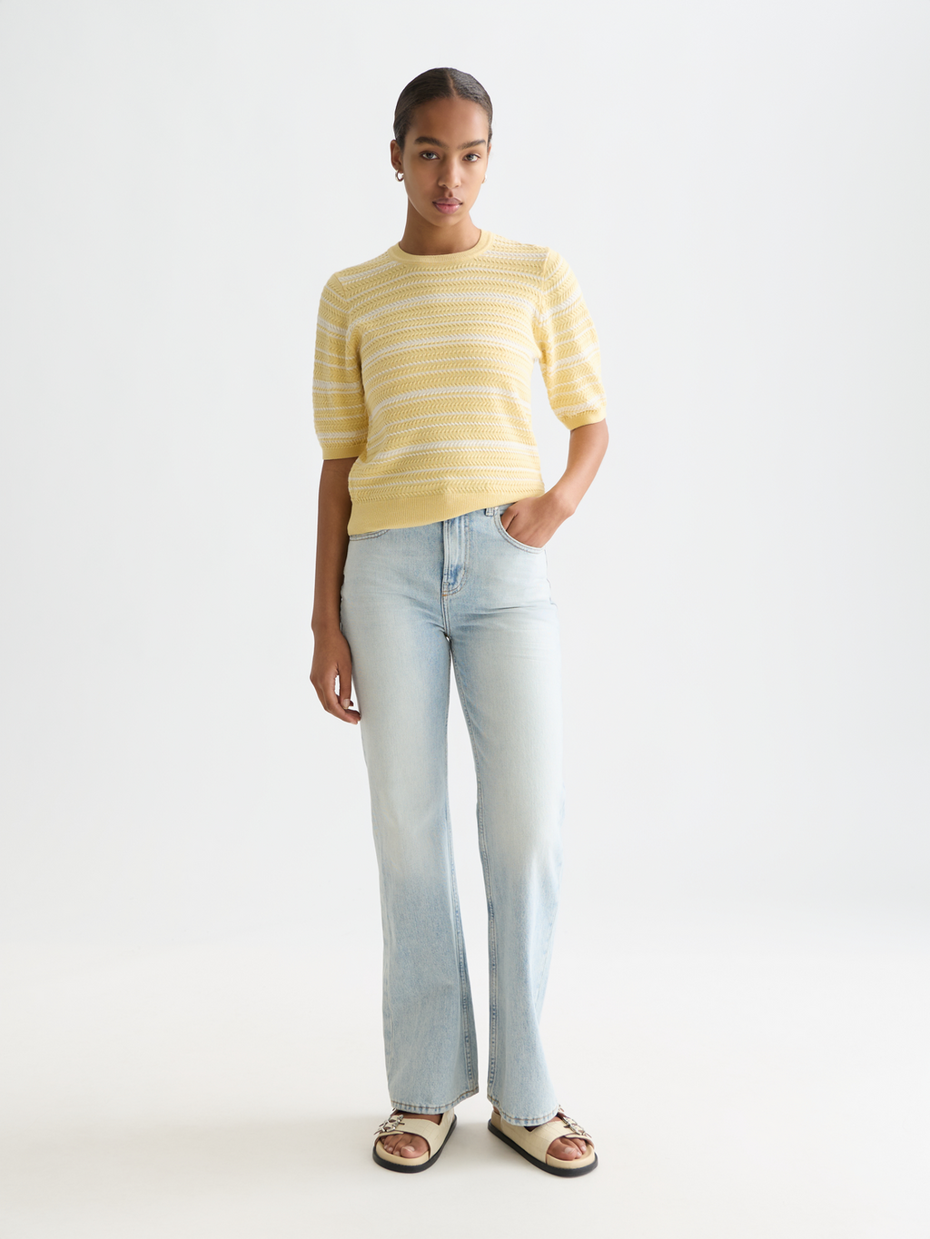 Textured stripe knitted top