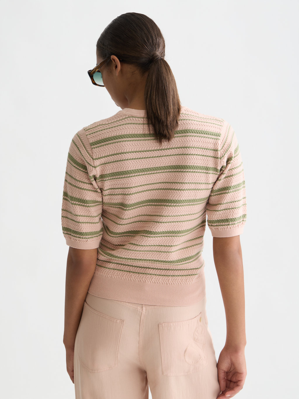 Textured stripe knitted top