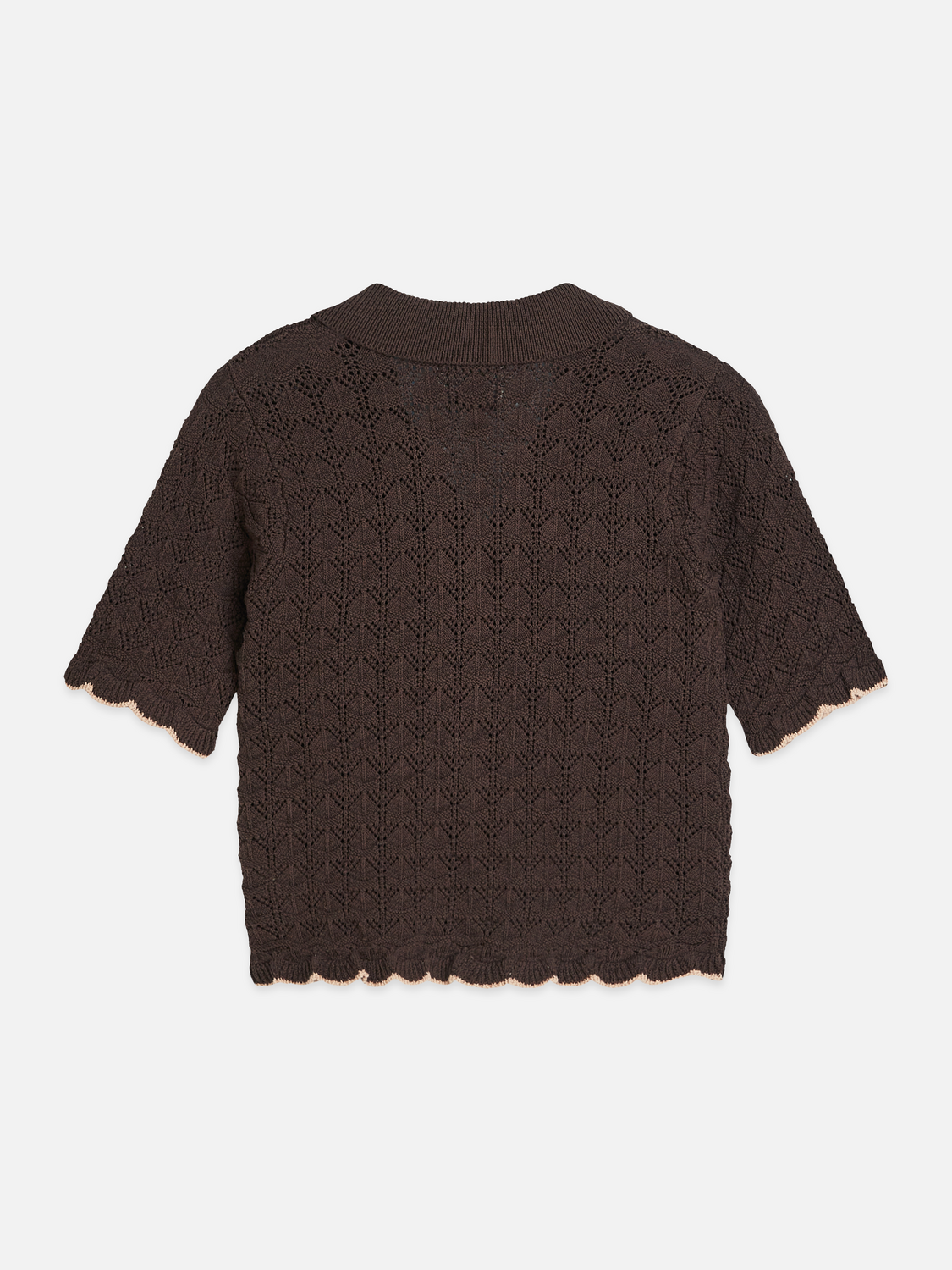 Pointelle short sleeve cardigan