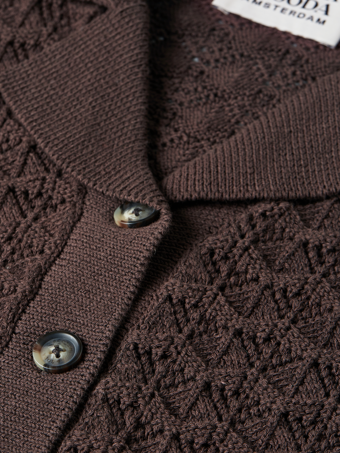 Pointelle short sleeve cardigan