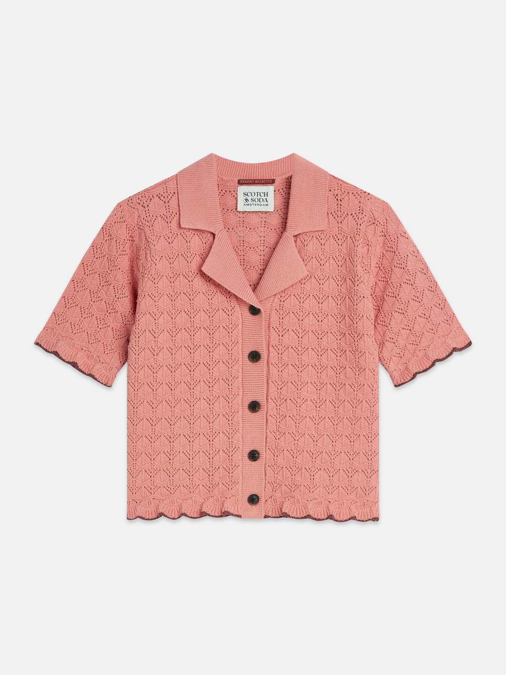 Pointelle short sleeve cardigan