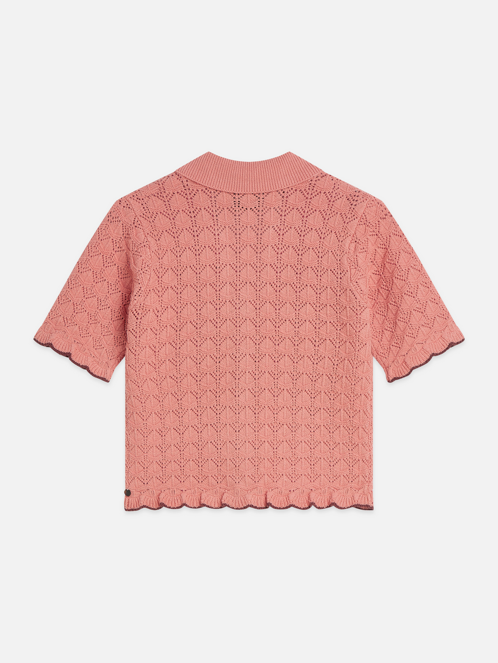 Pointelle short sleeve cardigan