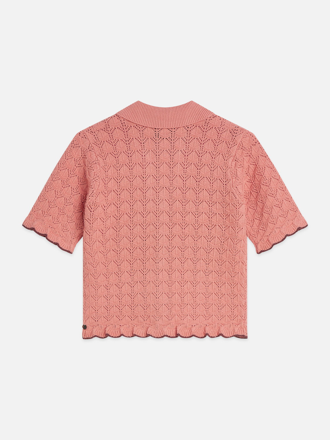 Pointelle short sleeve cardigan