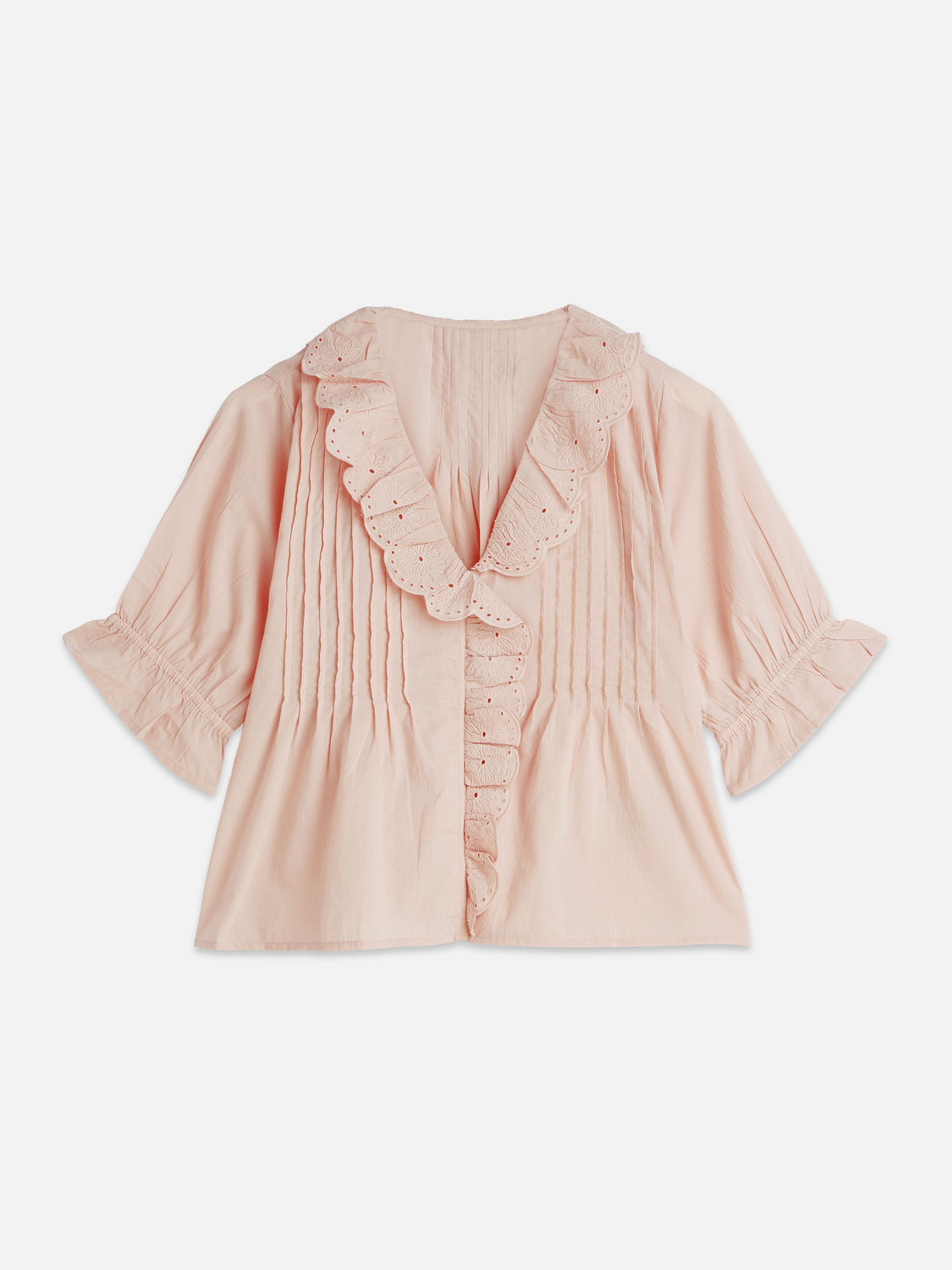 Short sleeve blouse with embroidered details