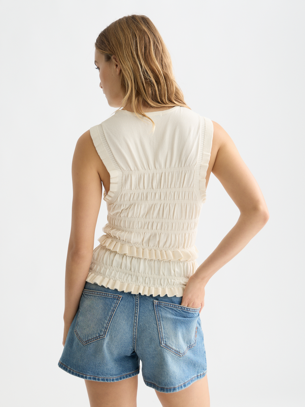 Smock stitch knitted tank