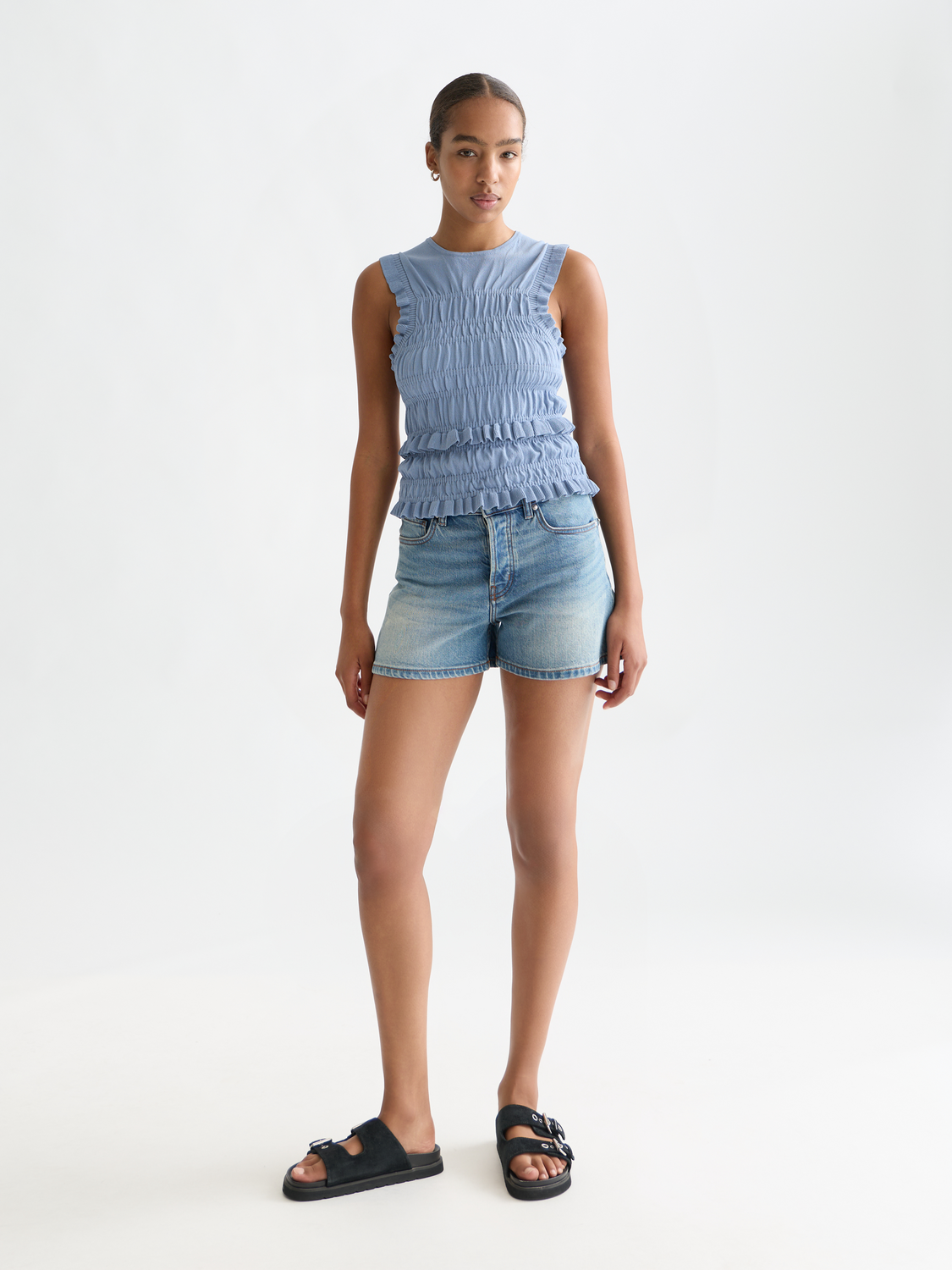 Smock stitch knitted tank