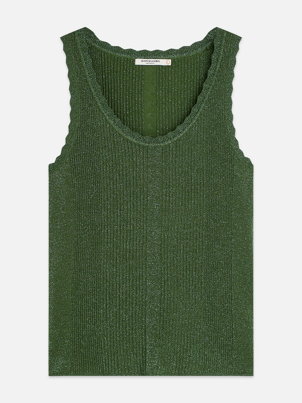 Metallic ribbed knitted tank