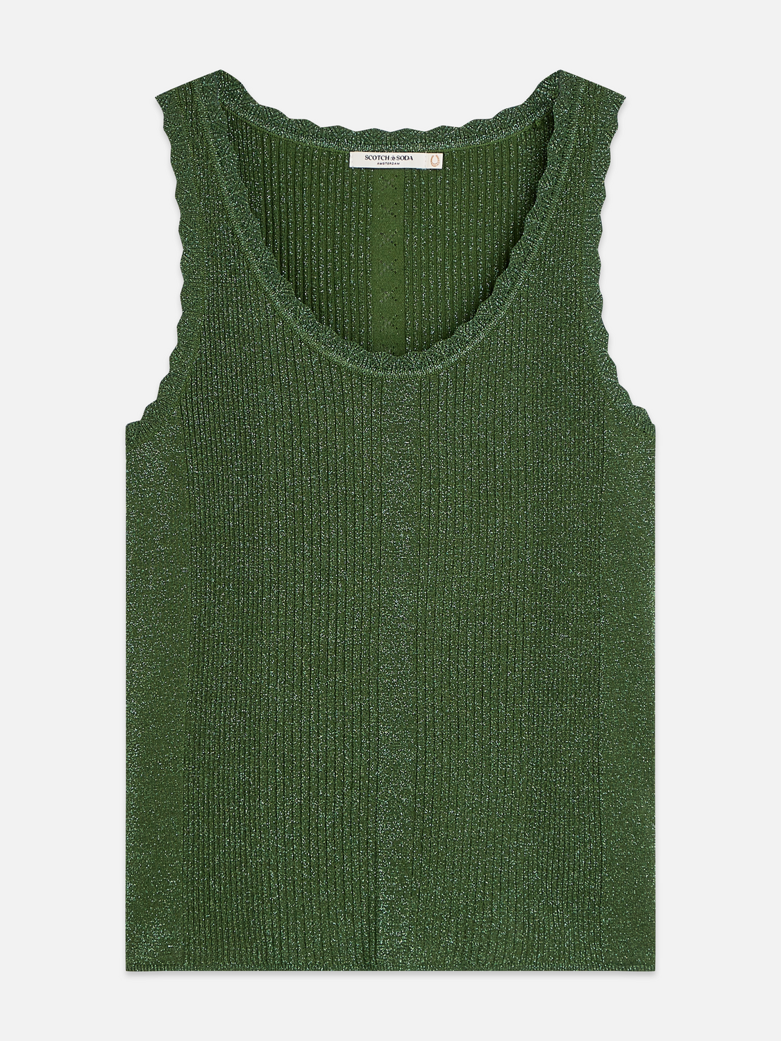 Metallic ribbed knitted tank