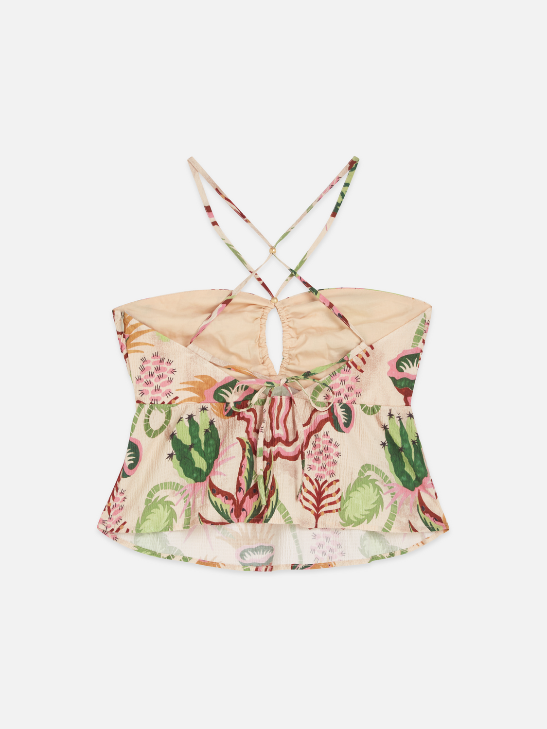 Cotton seersucker keyhole halter tank top