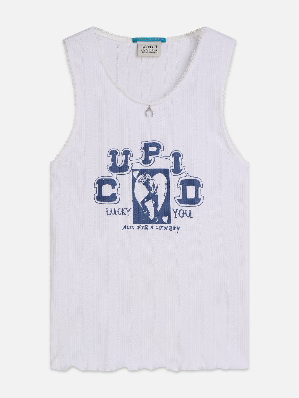Pointelle jersey artwork tank