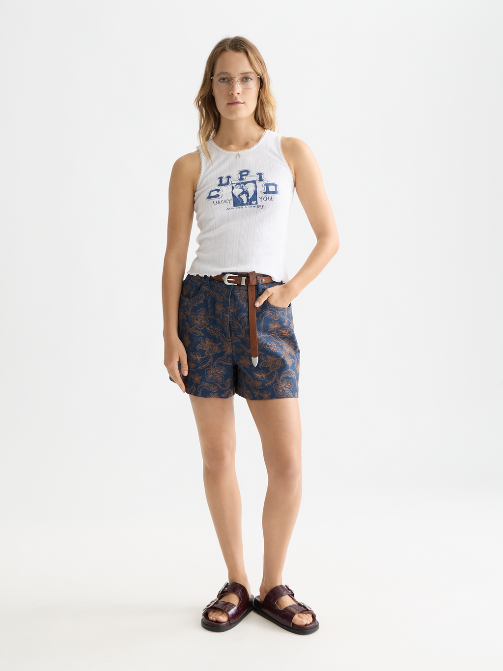 Pointelle jersey artwork tank