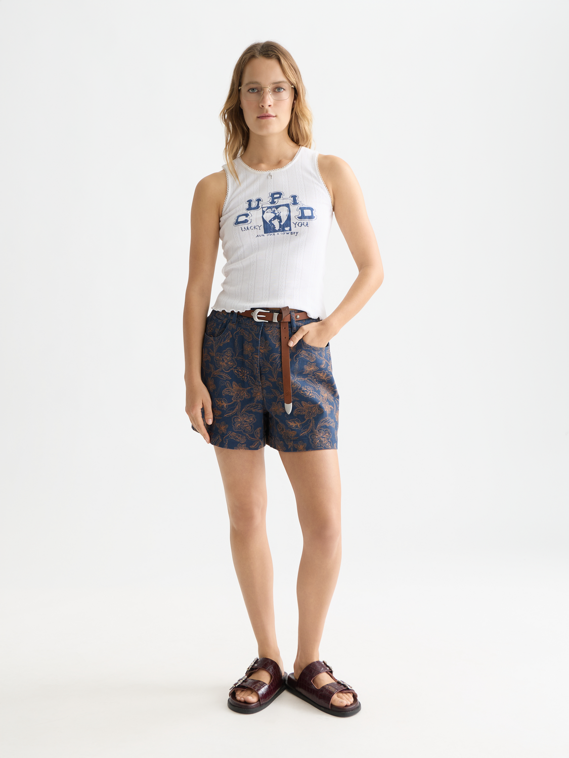 Pointelle jersey artwork tank