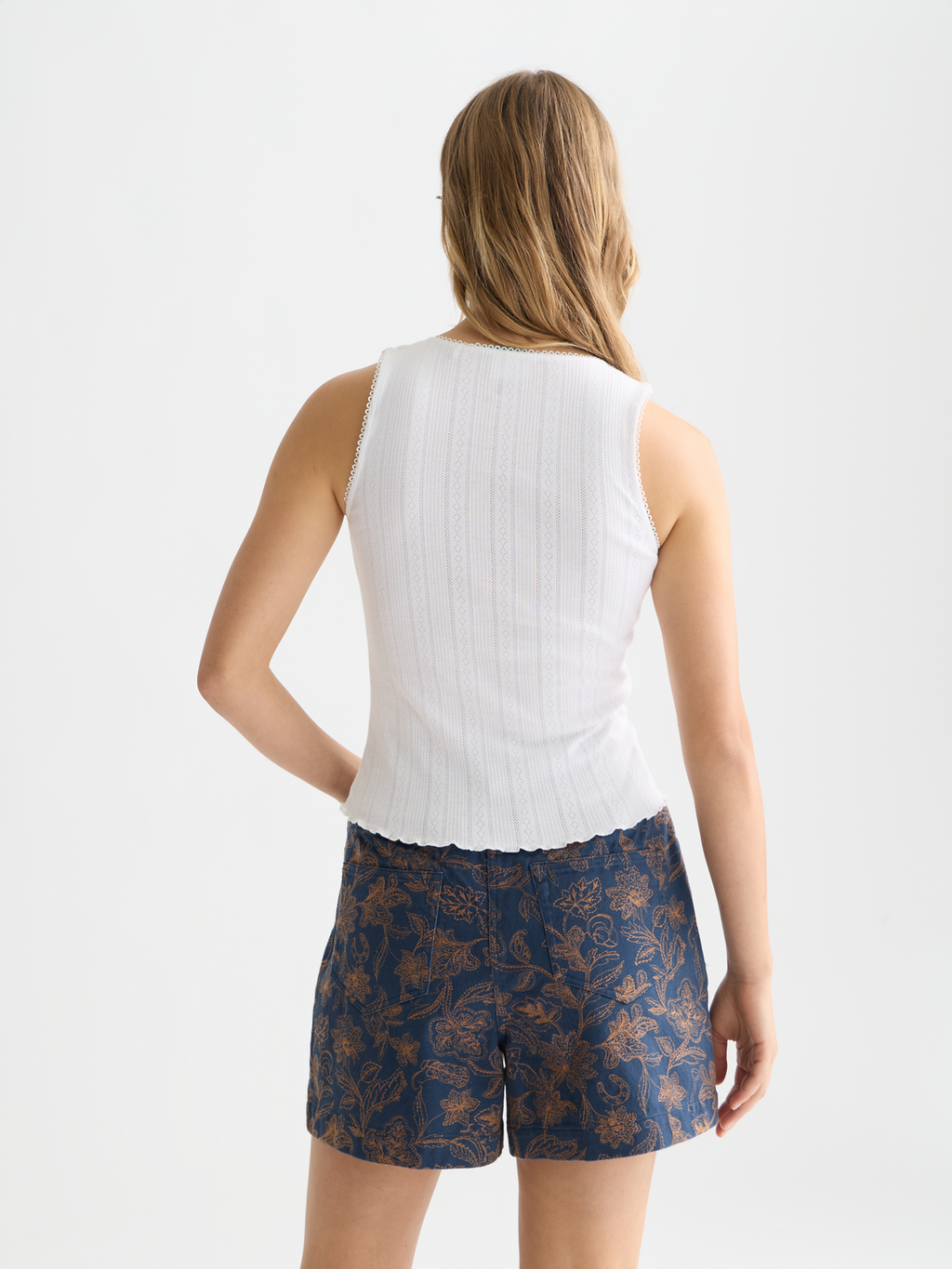 Pointelle jersey artwork tank