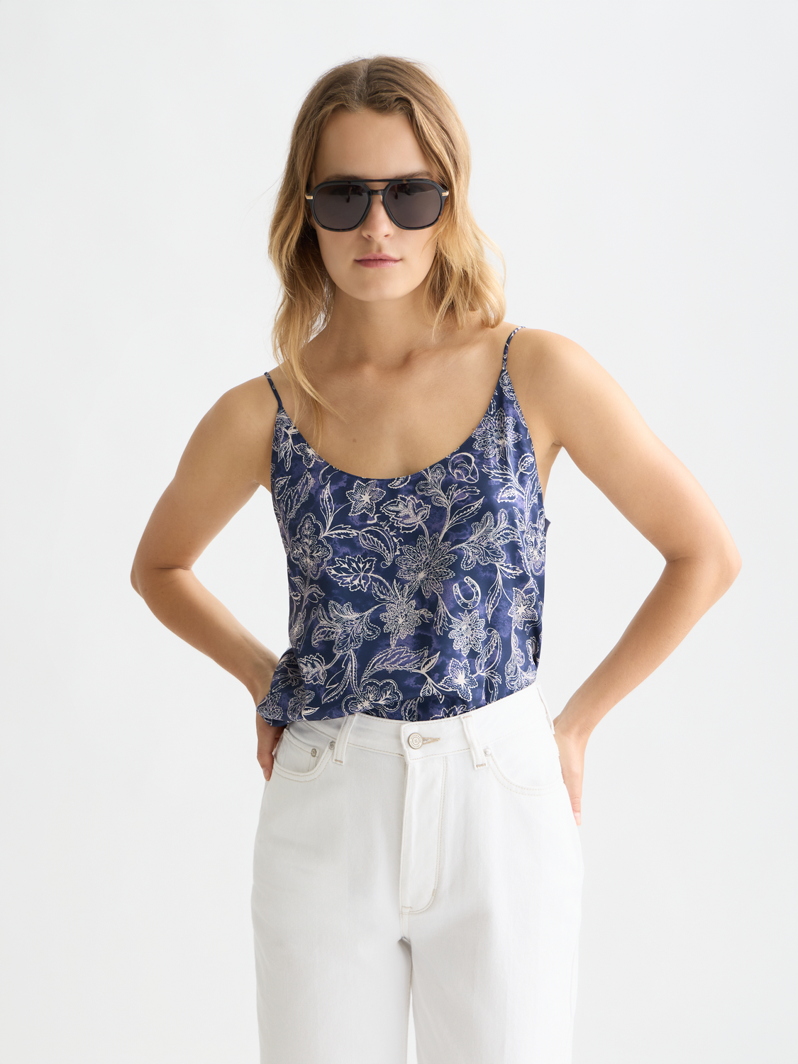 Printed jersey back tank top