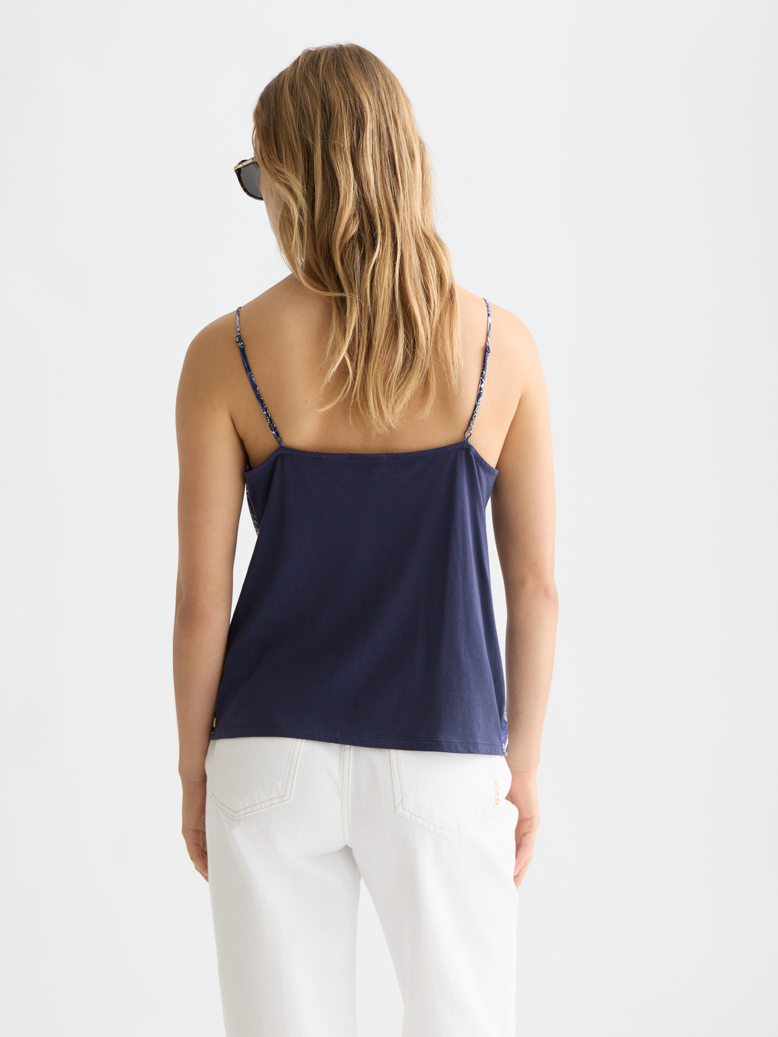 Printed jersey back tank top