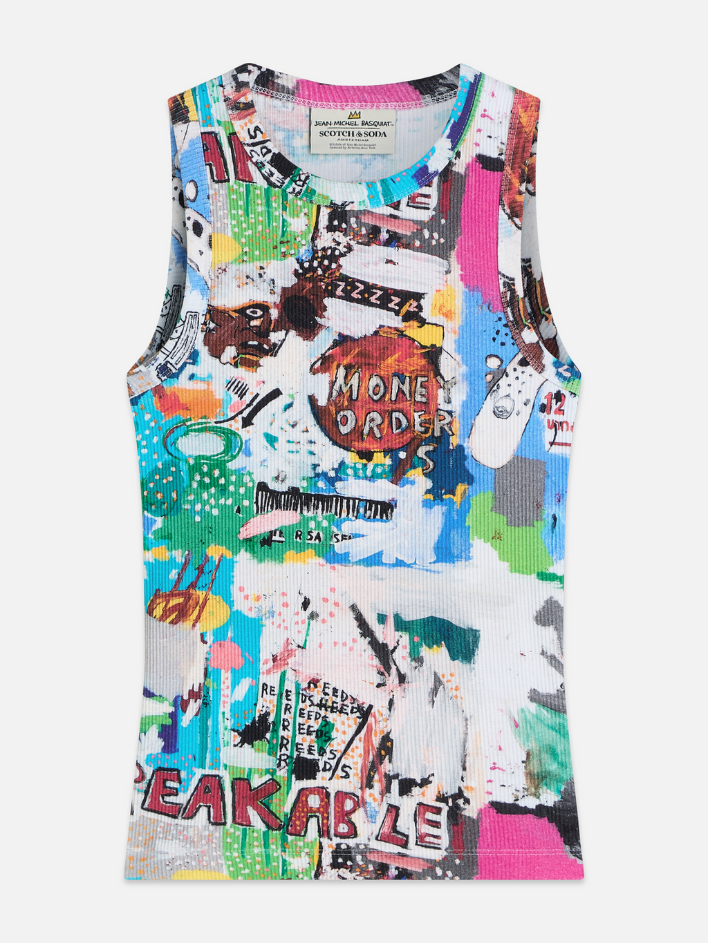 Basquiat printed rib racer tank