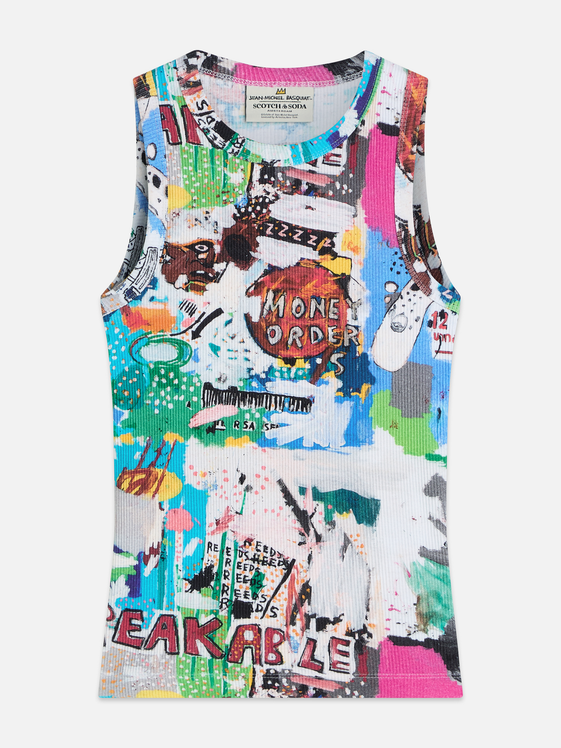 Basquiat printed rib racer tank