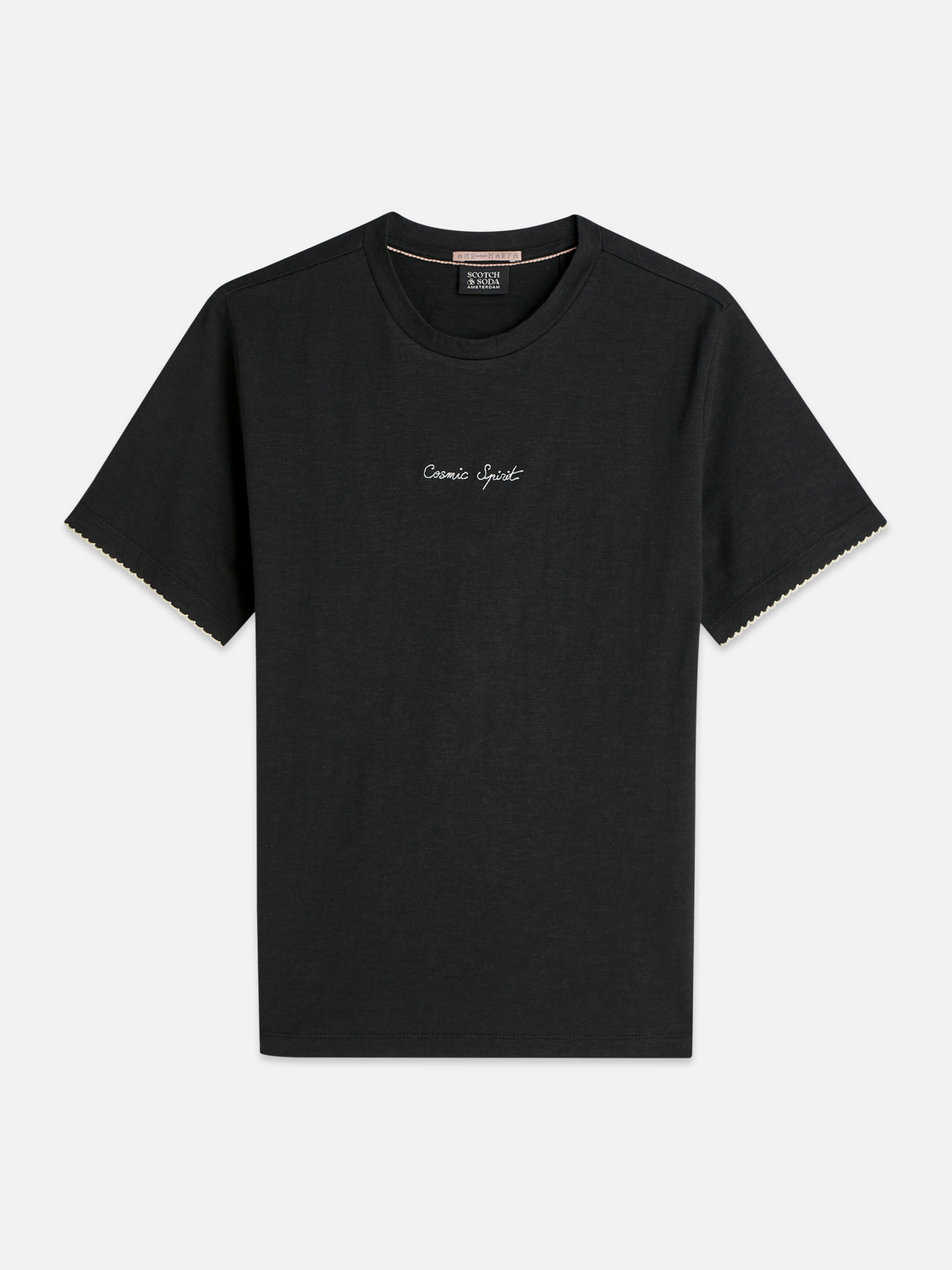 Embroidered slub regular-fit T-shirt