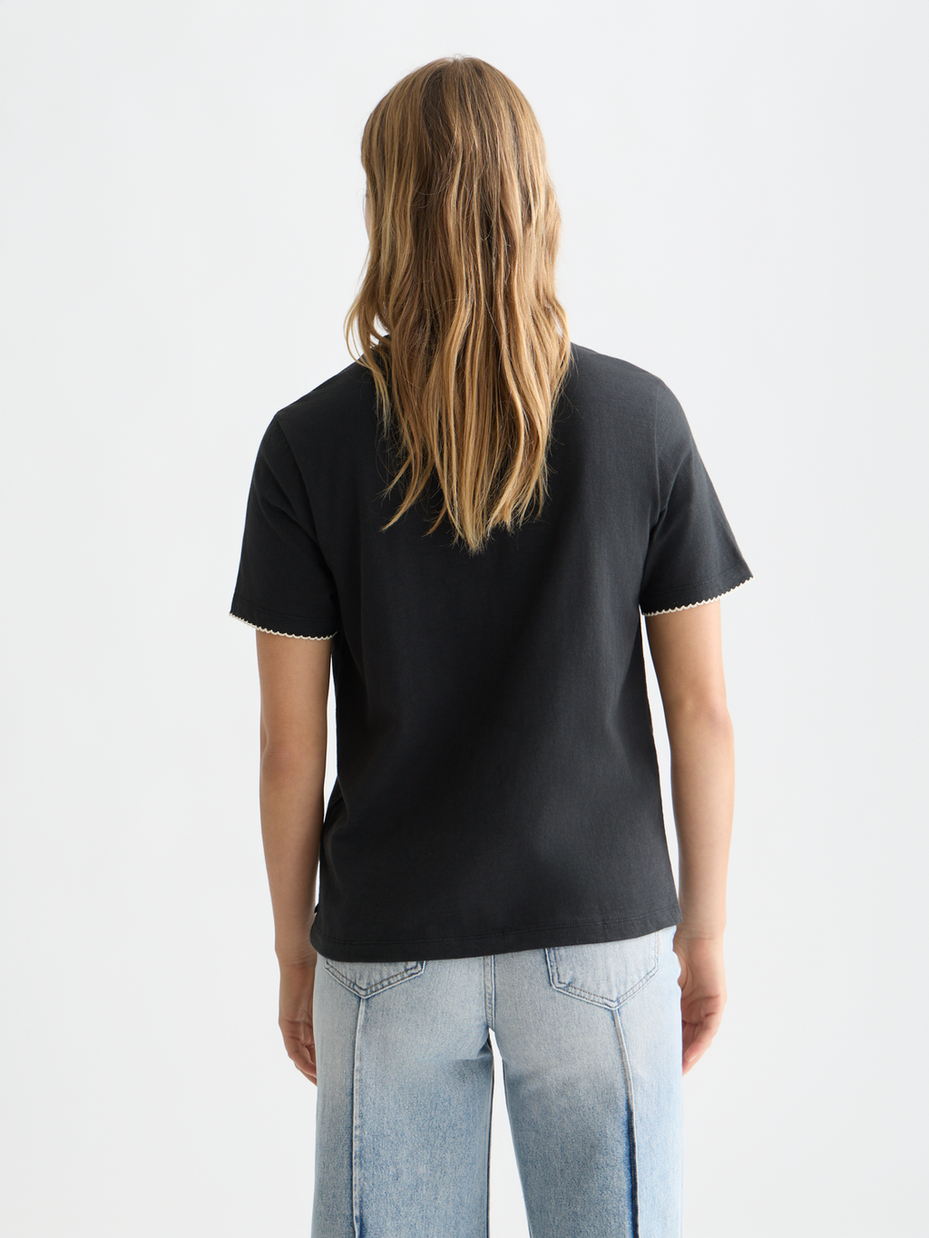 Embroidered slub regular-fit T-shirt