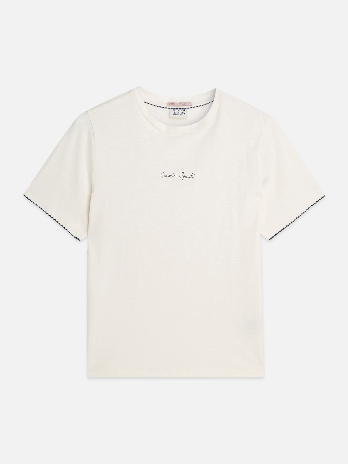 Embroidered slub regular-fit T-shirt