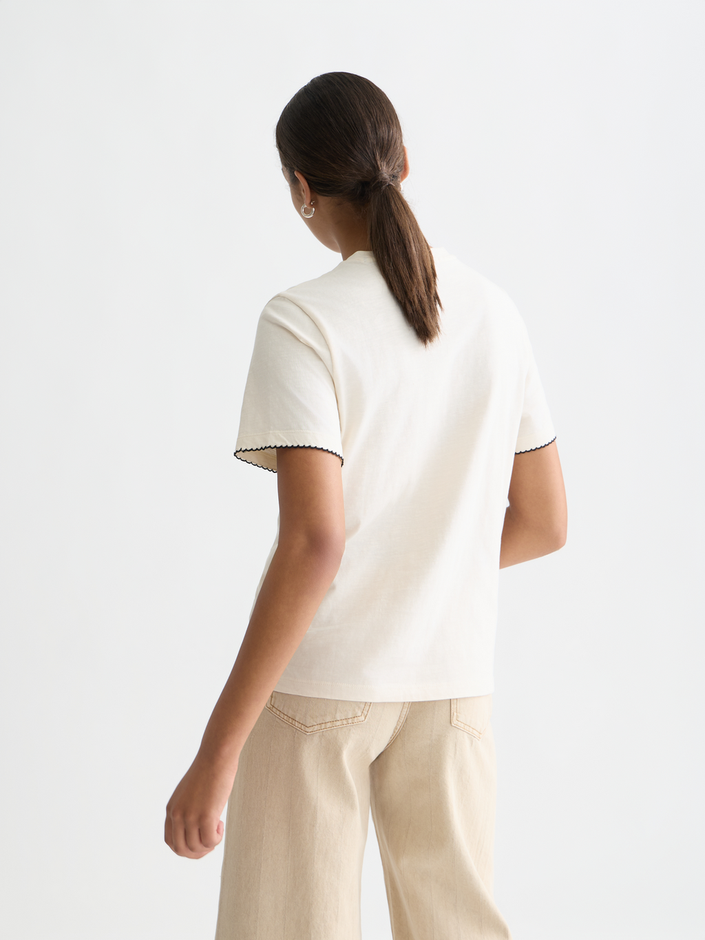 Embroidered slub regular-fit T-shirt