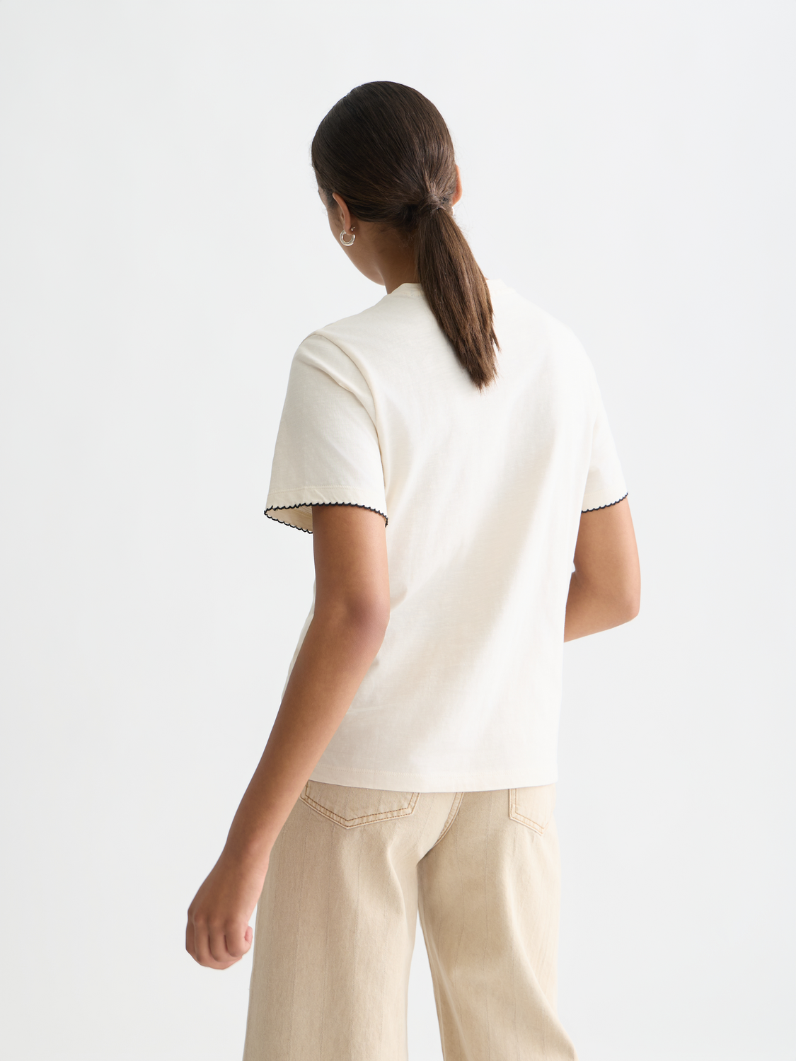 Embroidered slub regular-fit T-shirt