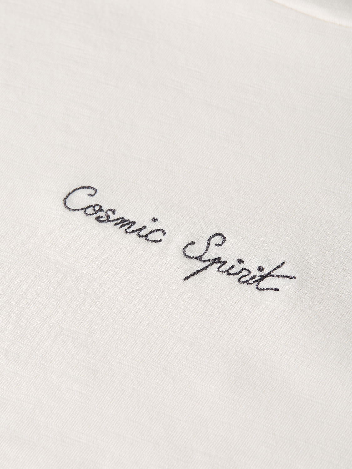 Embroidered slub regular-fit T-shirt