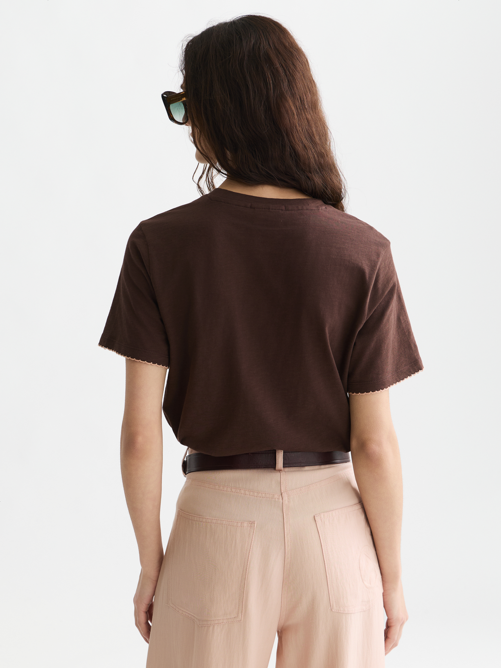 Embroidered slub regular-fit T-shirt