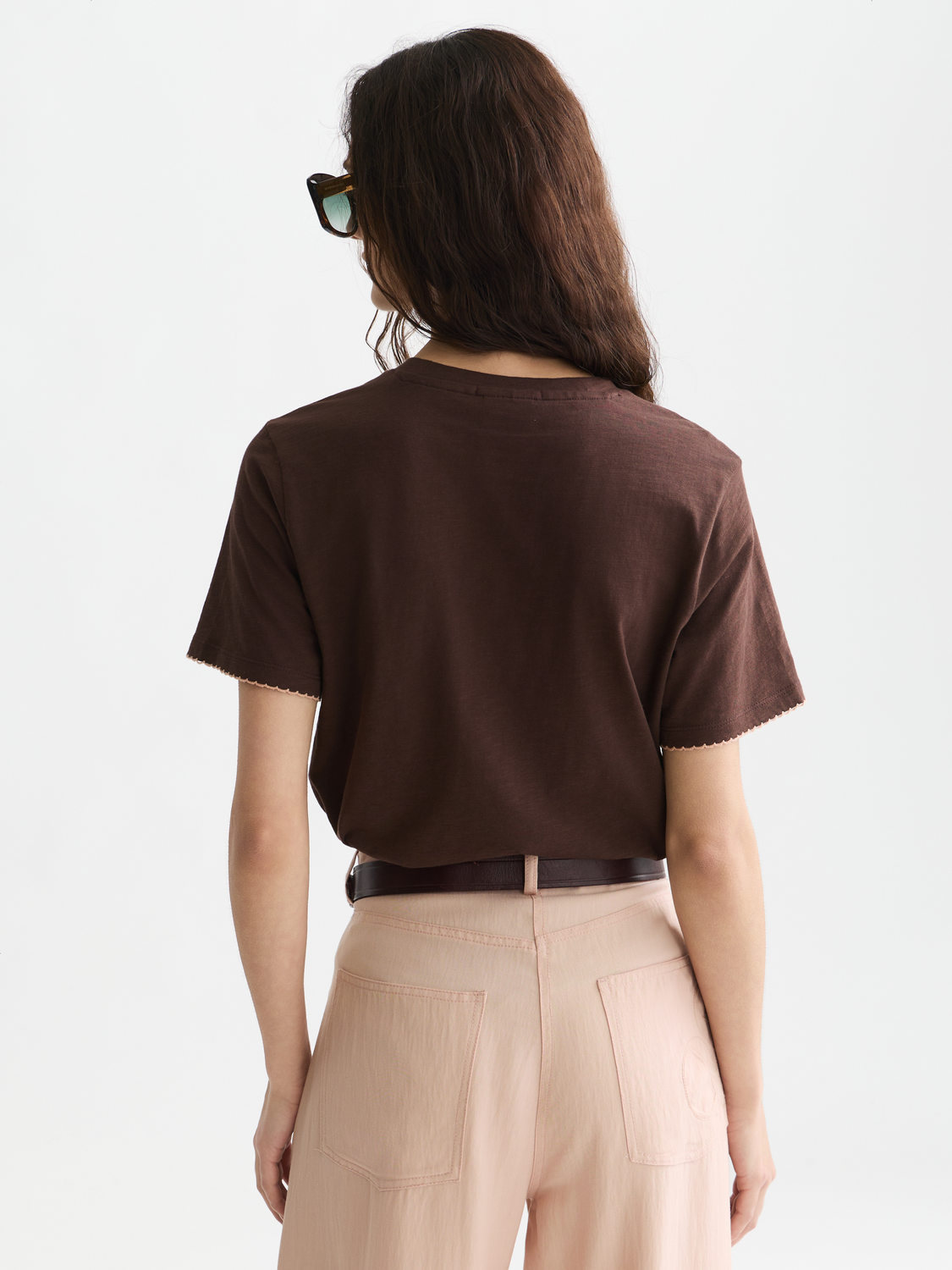 Embroidered slub regular-fit T-shirt