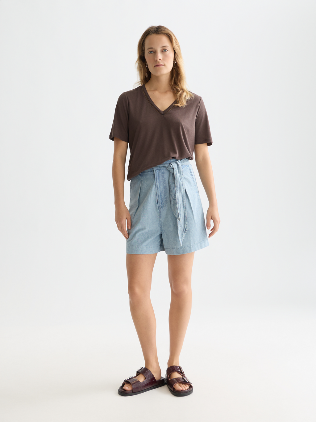 Linen V-neck T-shirt