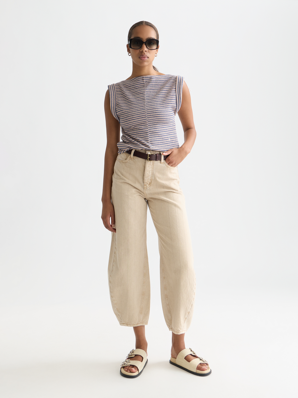 Striped Rolled Sleeve T-shirt