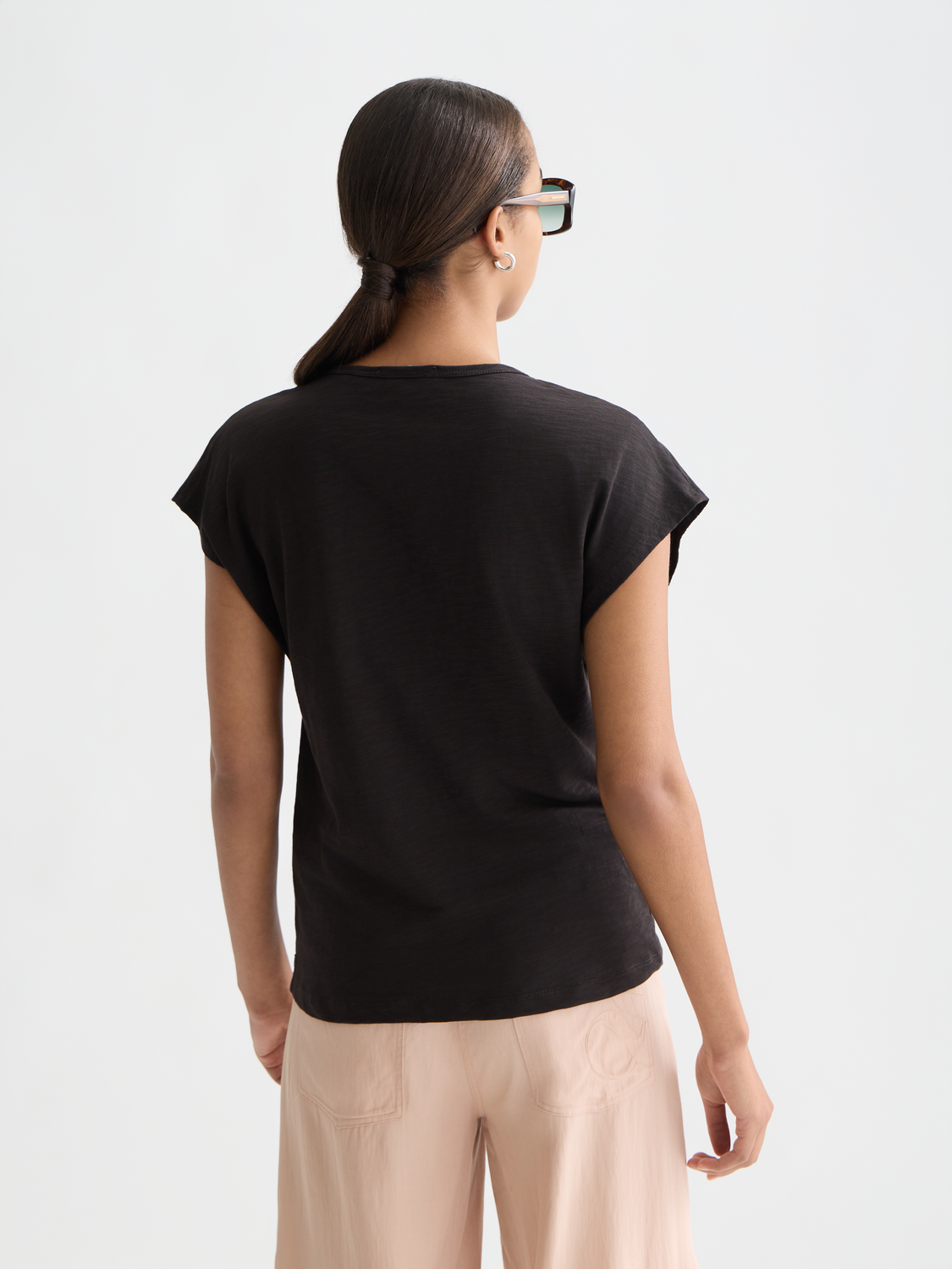 Embroidered V-neck T-shirt