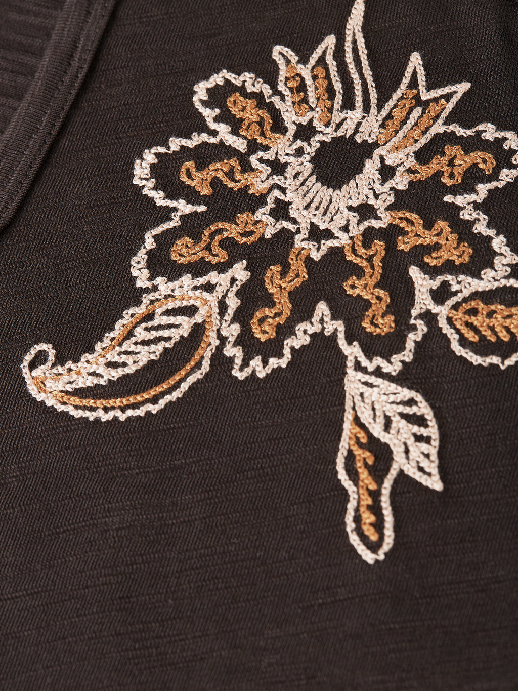 Embroidered V-neck T-shirt