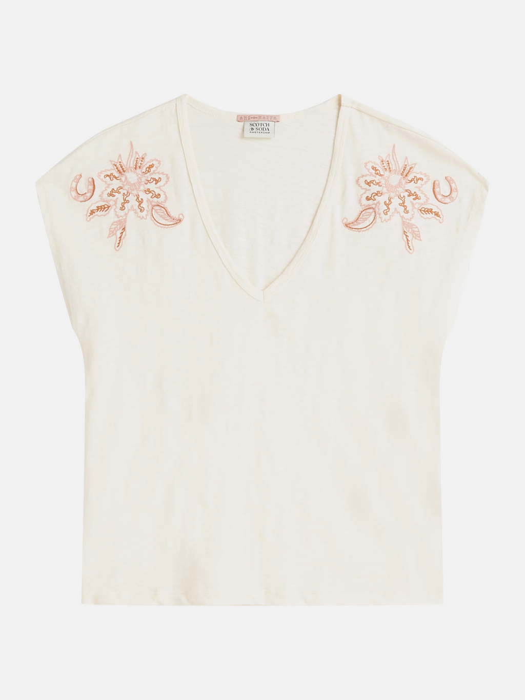 Embroidered V-neck T-shirt