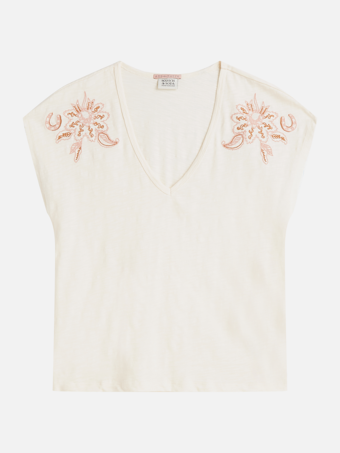 Embroidered V-neck T-shirt