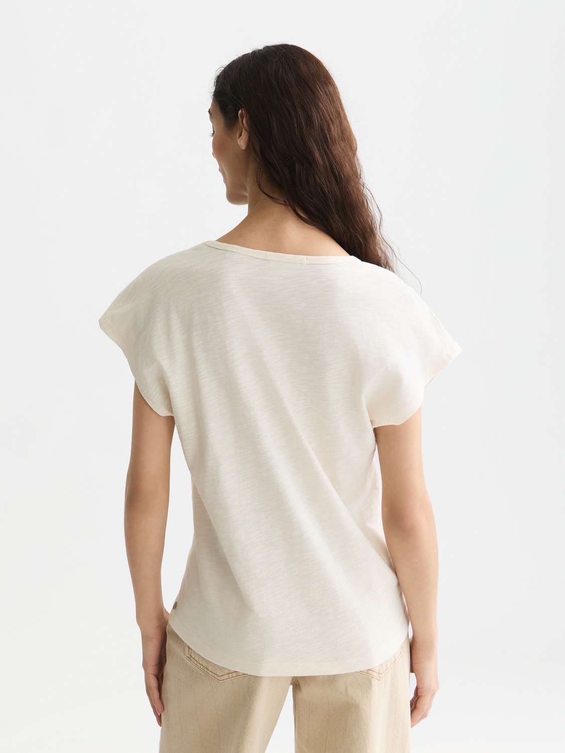 Embroidered V-neck T-shirt