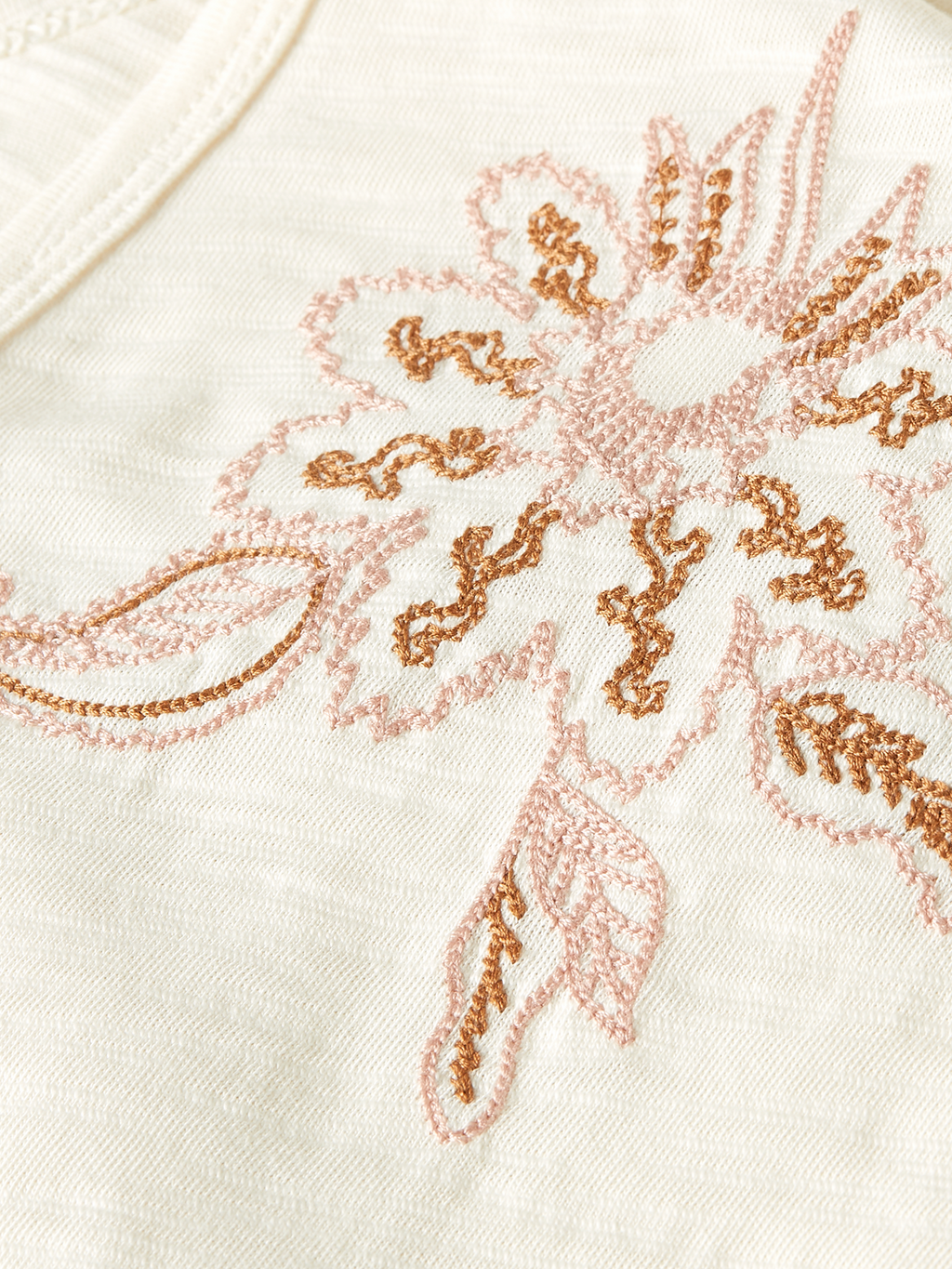 Embroidered V-neck T-shirt