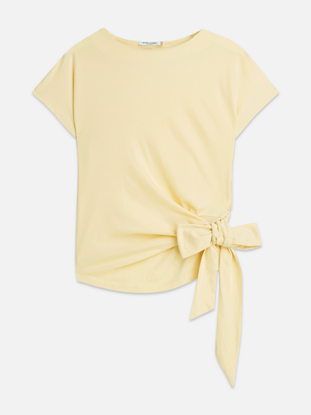 Knotted slash neck T-shirt