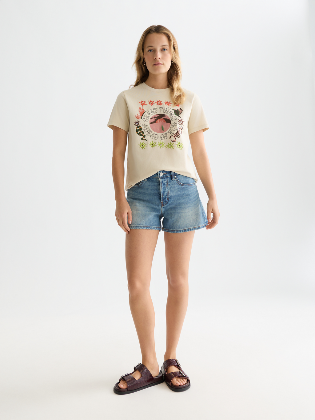 Embroidered artwork T-shirt