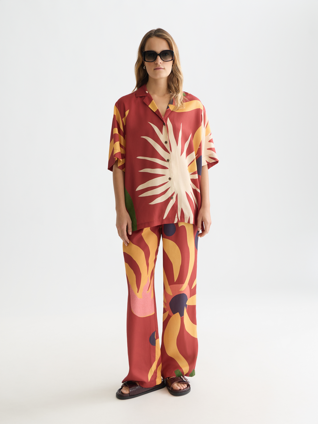 Printed short sleeved relaxed fit shirt