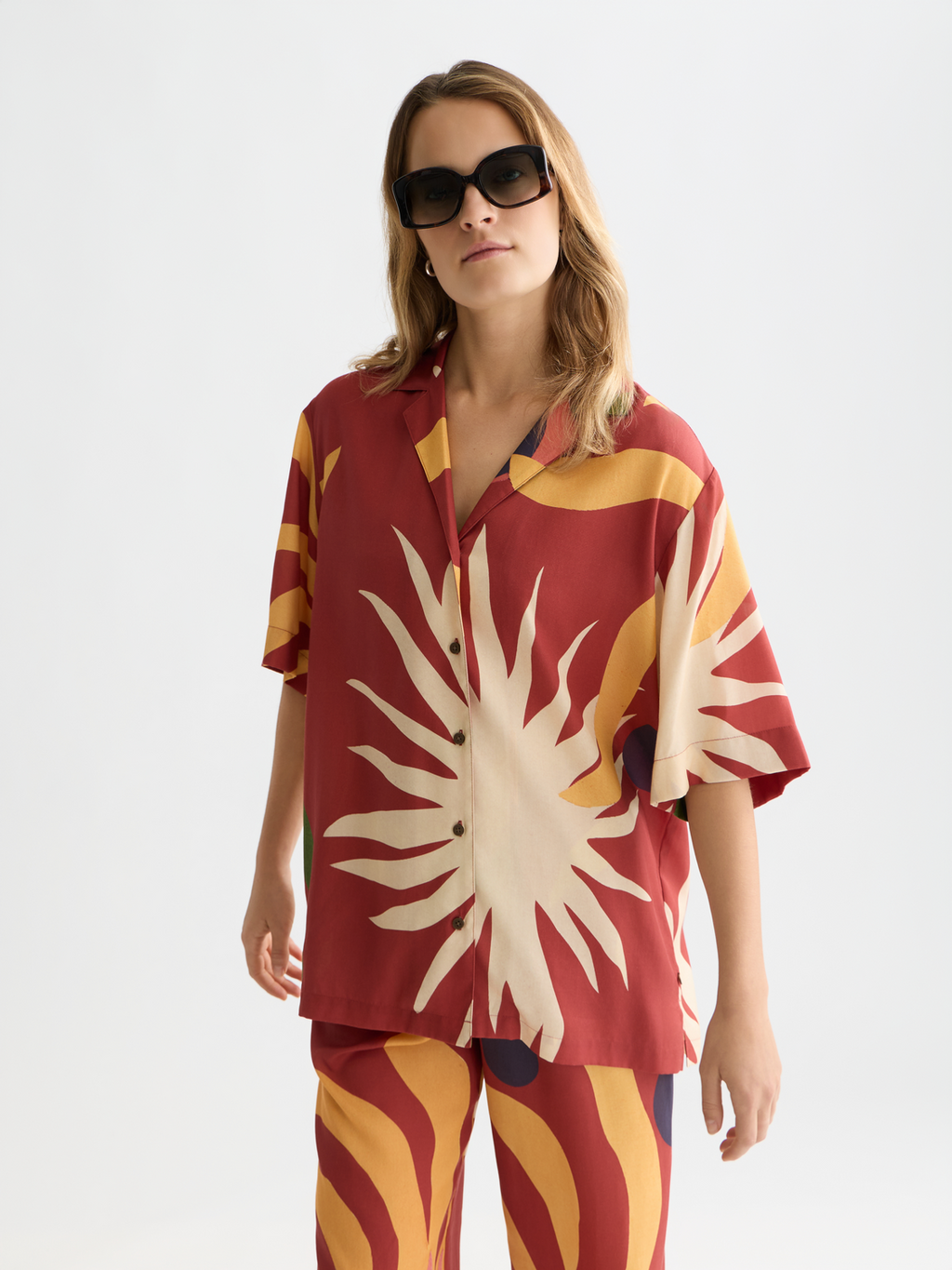 Printed short sleeved relaxed fit shirt